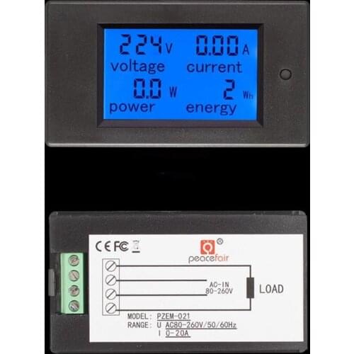 20A AC Digital LED Power Panel Meter Monitor Power Energy Voltmeter Ammeter