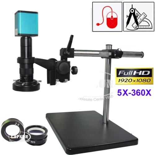 Lapsun 5X-360X SONY Sensor IMX290 / IMX185 HDMI Industry Lab Biological Camera Microscope Set + Measurement Function Barlow Lens