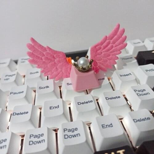 DIY Personalized Keycap Beautiful Girl Angel Wing Pink Cute Keycap Mechanical Keyboard Kids Toys Animation