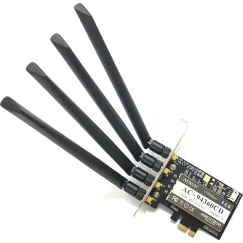 Broadcom BCM94360CD 1300Mbps Dual Band 2.4G/5G 802.11AC Desktop PCI-E Wireless Card PC Wifi Adapter Bluetooth 4.0 4 antennas
