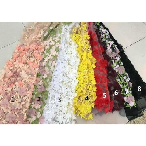 French net lace fabric 3d flower SYJ-12834 african net lace fabric with high quality