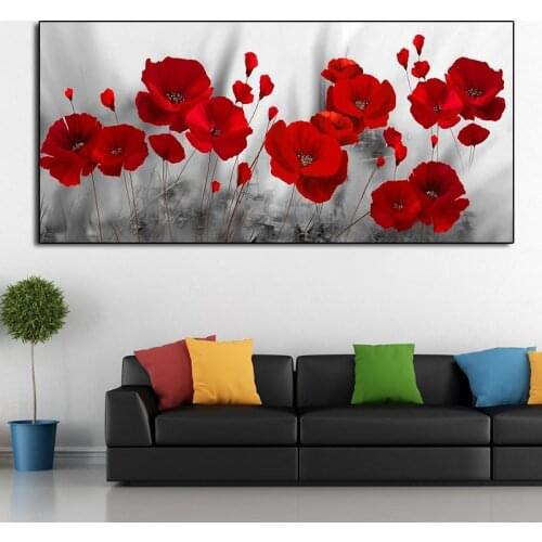 Red Poppy Flower Printed Poster And Prints Modern Plants Canvas Painting Cuadros Decor for Wall Art Pictures Home Posters