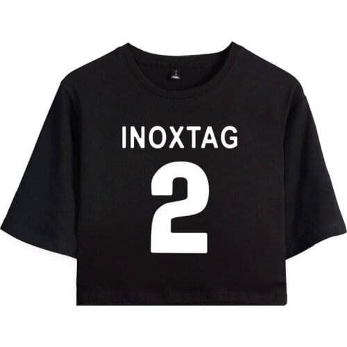 Kawaii Tees Inoxtag Print Autumn And Spring Summer Holiday Youthful Vitality Women/girl Sexy Bare Midriff Casu Trendy Clothing