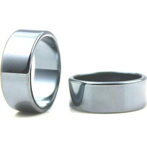 Free Shipping natural Hematite Ring 1 Piece Glossy Smooth and Fashionable 5A Grade Surface 10mm Black Magnet Men Women Jewelry