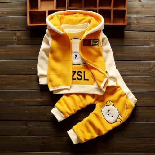 Baby girls clothes sets autumn winter newborn baby cotton casual thick velvet vest+hoodies+pants 3pcs tracksuits for bebe outfit
