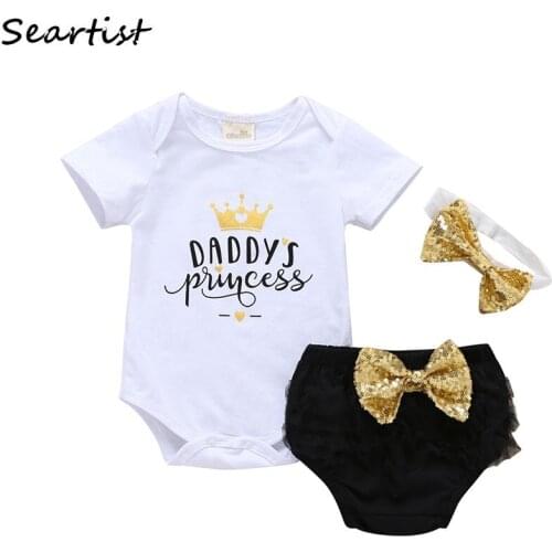 Seartist 2021 New Baby Girls Clothing Set 3Pcs Bodysuit+Shorts Newborn Summer Shorts Sets Girls Suits Girls Clothes 2020 New 25