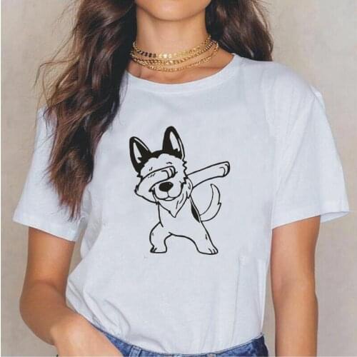Summer Short Sleeve Hipster Tee Shirt Femme Dabbing German Shepherd T Shirt Women Tops Casual Plus Size Tshirt Camisas De Mujer