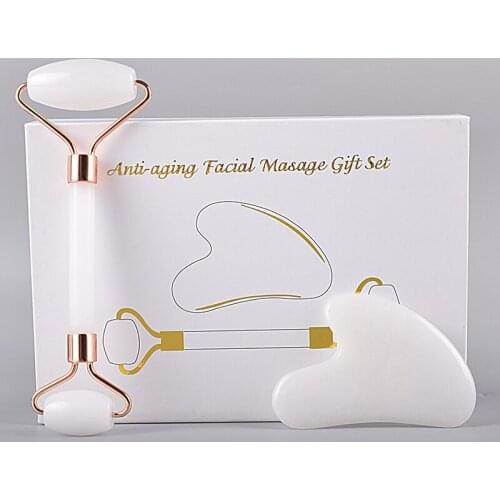 Face Care Massage Roller Guasha Tool Natural White Jade Crystal Mineral Stone Neck Body Eye Massager Health Skin Beauty Scraper