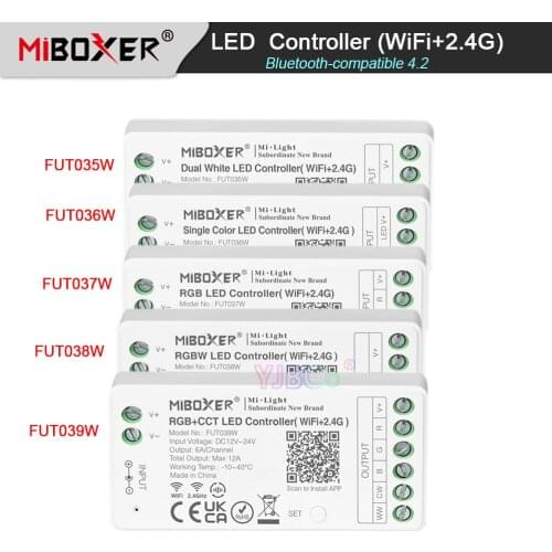 Miboxer 2.4G WiFi RGB LED Controller Bluetooth-compatible 4.2 DC12V 24V Max 12A dimming/CCT/RGB/RGBW/RGB CCT Tuya Light Dimmer