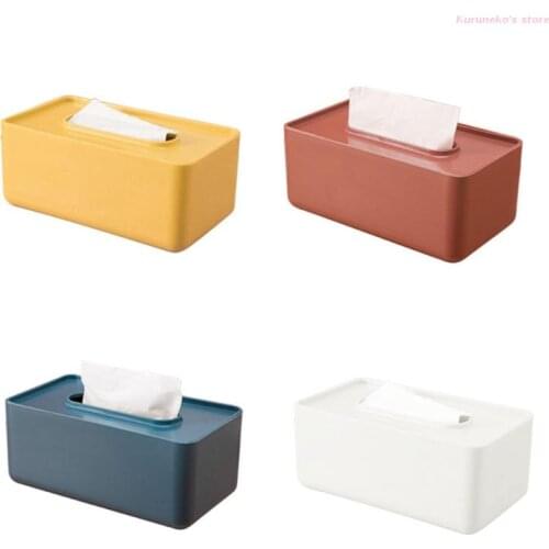 Minimalist Nordic Style Plastic Tissue Box Cover Simple Solid Color Rectangular Napkin Holder Facial Paper Case Dispenser HX6D