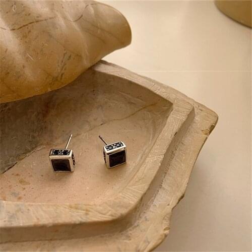 Miuoxion Retro Square Black Zircon Earrings Personality Fashion Jewelry For Women Feature Namour Charm Gift All Seasons