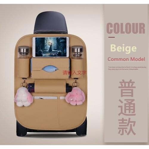 Multipurpose Car Seat Back Organizer Leather Pad Bag Car Storage Organizer Foldable Table Tray Travel Storage Bag Tissue Boxes
