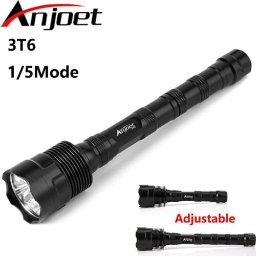 Anjoet 6000LM Powerful LED Flashlight 18650 3*Cree XML T6 Self defense Military Tactical Torch Light Camping Hunt lamp
