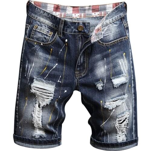 2021 New Spring Summer Mens Denim Shorts Mens Clothing Beach Ripped Jeans Denim Cotton Short Casual Business Social Men Shorts