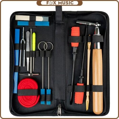 16pcs Universal Piano Tuning Tool Set Wooden Handle Piano Wrench Hammer Mute Tuning Fork Strip Piano Repairing Accessories