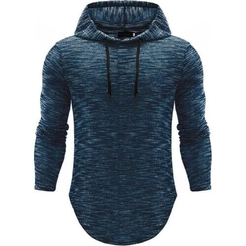 QNPQYX New Style Mens Streetwear Long-sleeved Hoodies European and American Fashion Trend Medium-length Hoody Slim Tops Men