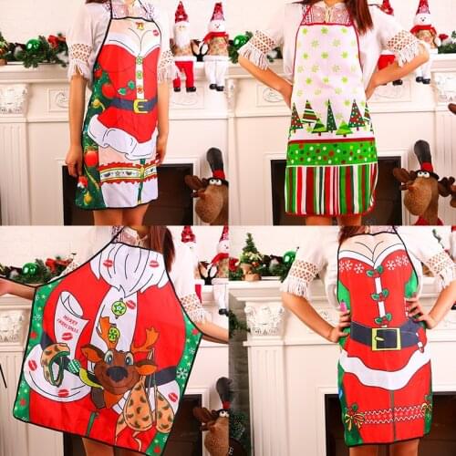 2019 New Year Christmas Apron Happy Christmas Gift Printed Comfortable Aprons Couples Kids for Christmas Kitchen Cooking Baking