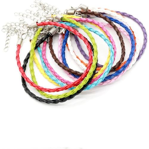 Braid Bracelet Wholesale 600pcs/lot Mix Colors Imitation Braided Leather Bracelet Men Women Lobster Clasps Charm Bracelets