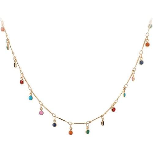 Colorful Stone Drop Choker Necklace For Women Candy Colors Balls Single Layer Chain Cute All-Match Handmade Female Party Jewelry