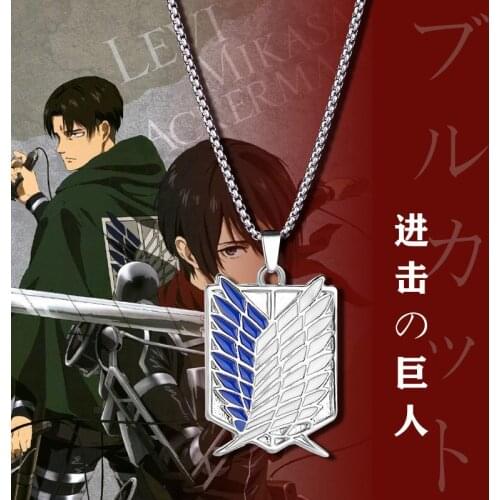 Anime Attack on Titan Necklace Shingeki No Kyojin Wings of Freedom Survey Sword Punk Necklace for Women Men Cospaly Jewelry
