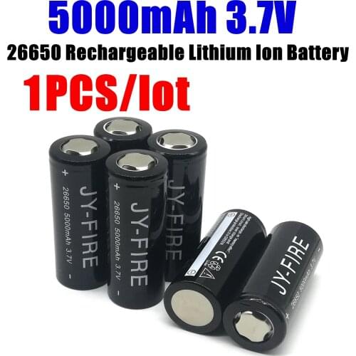 1 PCS/lot 26650 Rechargeable Lithium Ion Battery 5000mah 3.7v Suitable For Flashlights,Lamps, Video Games, Power Tools