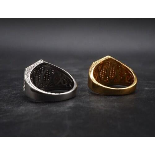 Mens accessories hip-hop six-square Bronze Ring Zircon micro-inlaid Stylish Street style