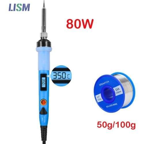 Adjustable Temperature Solder Iron 80W 220V / 110V LCD Electric Soldering Iron Welding Repair Tools Soldering iron kit