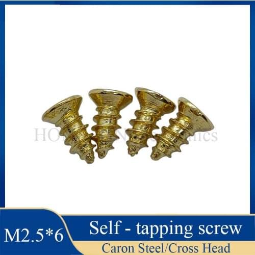 M2.5*6 Caron Steel plated gold countersunk head tapping screw gold flat head cross self tapping wood screw