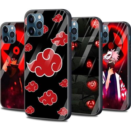 Smartphone Glass Cover For iPhone 12 Mini 11 Pro X XS Max XR 8 7 6 6S Plus SE Protective Shell Capa Case Anime Cloud Red Eye