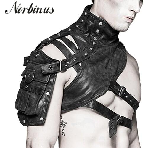 Norbinus 2018 Rivet Mens Armor Shoulder Bag Steampunk PU Leather Bag Gothic Design Womens Moto&Biker Bag Men Motorcycle Bags