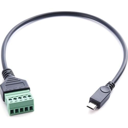 1pcs 1FT Micro USB 5 Pin 2.0 Male Female to 5 Pin Screw with Shield Solderless Terminal Plug Adapter Connector Cable Lead 30cm