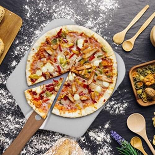 1Pcs Folding Stainless Steel Pizza Peel Wood Handle Cook Kitchen Oven Accessory Kit Portable BBQ Bake Tool
