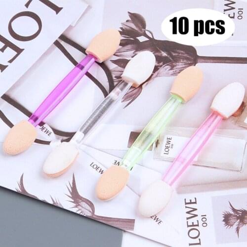 10pcs/set Eyeshadow Eyeliner Brush Sponge Disposable Dual Sided Tipped Oval Makeup Applicator Random Color