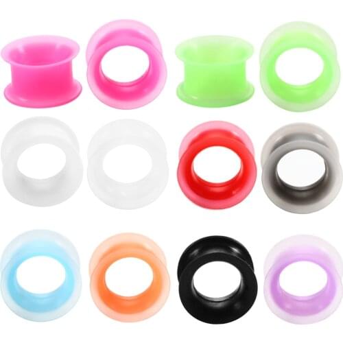 2PC Silicone Earrings Double Flare Flexible Plugs and Tunnels Solft Gauge Plugs Piercing Ear Tunnel Ear Gauge Expander Stretcher