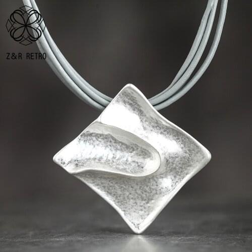 2019 Women Geometric Necklace Handmade Pendants For Friends Simple Rhombic Necklace Adjustable Collier Pendant Woman Accessories