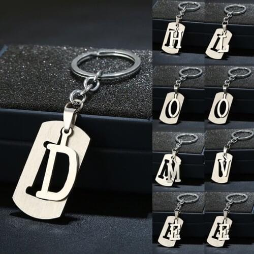 26 English Initial Letters A-Z Stainless Steel Alphabet Key Chain Ring Keychains Car Wallet Handbags Pendant Decor Accessories