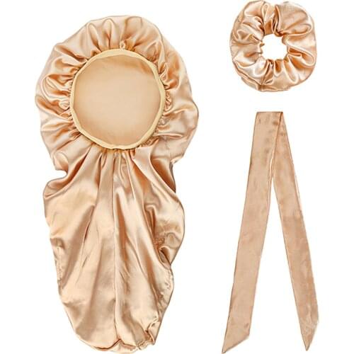 3Pcs Elastic Wide Edge Satin bonnet Long Hair Hat Sleeping Hats Wrap Night Cap Hair Care Bonnet for Women Men Unisex Cap Bonnet