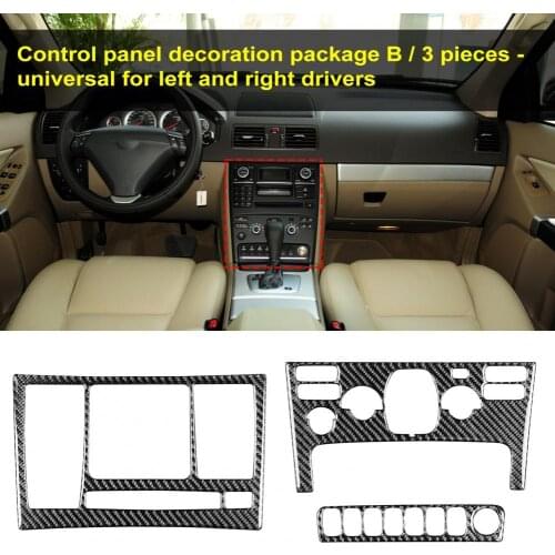 3Pcs/Set CD Panel Trim Carbon Fiber Air Conditioning Switch Panel Trim Sticker for Car XC90 2003-2014 Car Interior Stickers
