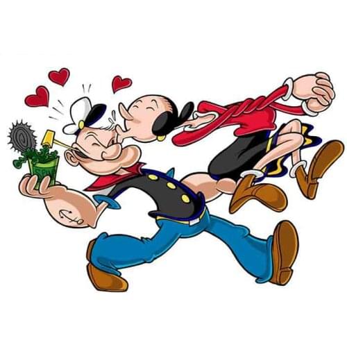 1 PCS Car Stickers for Popeye and Olive Oyl Kiss DIY Motorcycle Decal Vinyl Window Bumper Waterproof Cartoon 13cm X 8.6cm