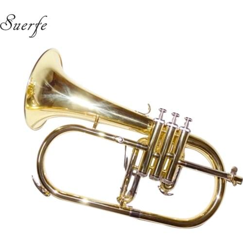 Bb Key Flugelhorn Lacquer Finish Monel Piston with Case and Mouthpiece Flugel Horn Instrumentos Musicais Profissionais