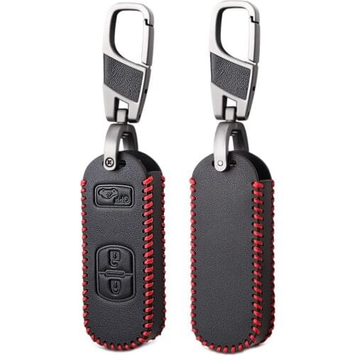 Leather Car Key Case For Mazda 3 6 CX9 CX3 CX5 CX7 Speed Smart Keyless Remote Fob Protector Cover Keychain Bag Auto Accessories