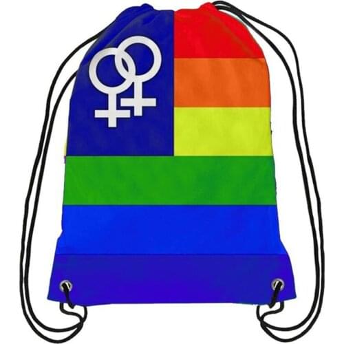 Double Male Rainbow Pride Drawstring Backpack LGBT Bag Sports 35x45cm Gift Festival Polyester Vivid Color Digital Printed