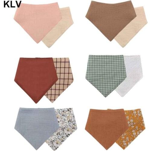 Newborn Double Side Floral Print Bibs Boys Girls Waterproof Cotton Linen Saliva Towel Bandana Scarf Baby Shower Gifts