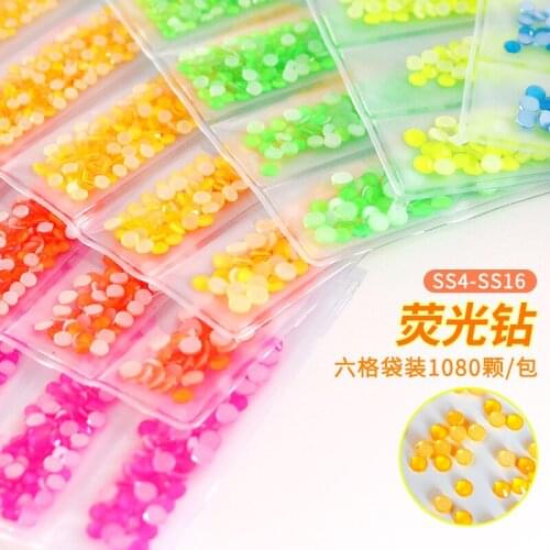 Fluorescent Diamond Luminous Diamond 6 Grid Mixed Nail Ornament Super Shiny Multi-Section Flat-Bottomed Diamond