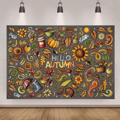 Welcome Autumn Cartoon Photography Backgrounds Customize Name Banner Harvest Season Girls Baby Shower Birthday Party Backdrops