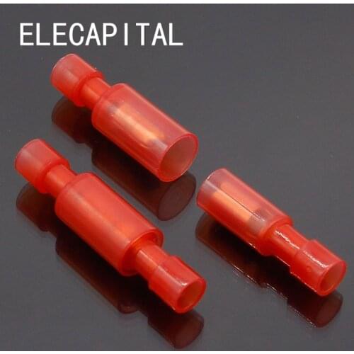 FRFNY+MPFNY 50PCS Bullet Shaped Female Male Insulating Joint Wire Connector Electrical Crimp Terminal for 22-16 AWG Red