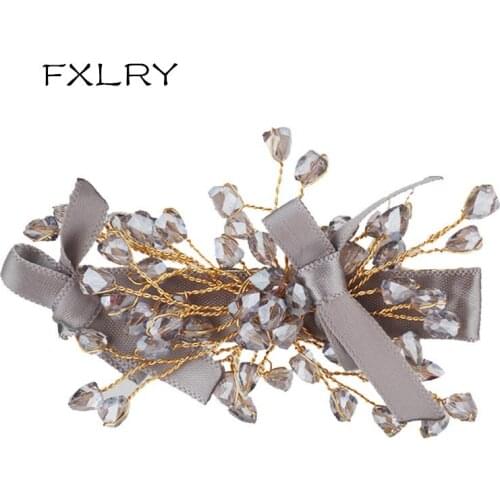 FXLRY Original Handmade Jewelry Natural Pearl Fashion Side Clip Crystal Headdress For Girl Side Clip Bangs Clip