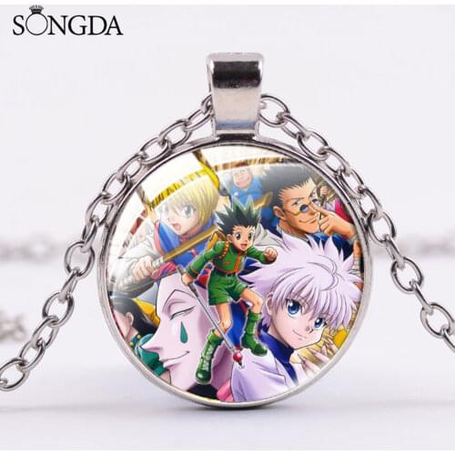 Classic Anime Hunter X Hunter Necklace Art Photo Cartoon Pattern Cosplay Glass Dome Pendant Necklaces For Friends Jewelry Gifts