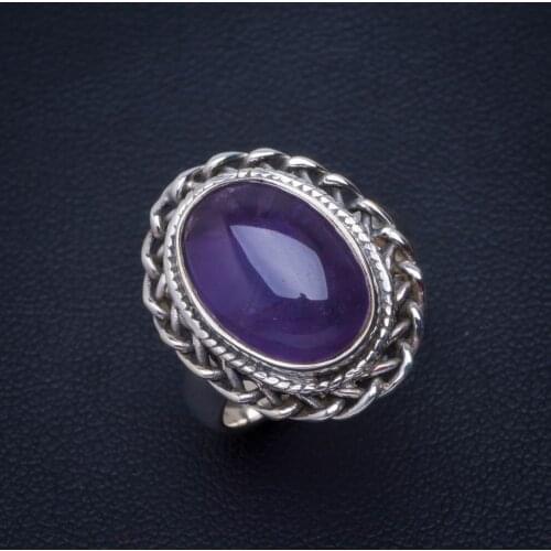 Natural Amethyst Handmade Unique 925 Sterling Silver Ring 6 B1133