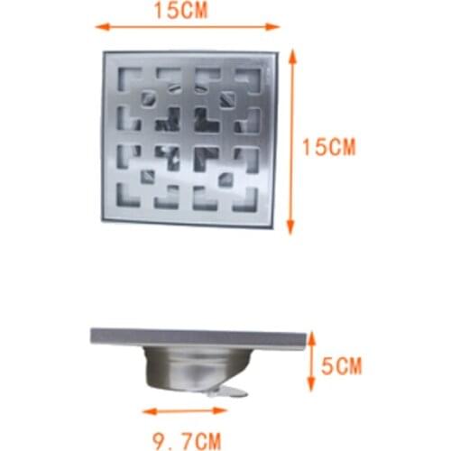150mm diameter square floor drain large displacement outdoor balcony courtyard suitable 110mm wide pipe 304 stainless steel